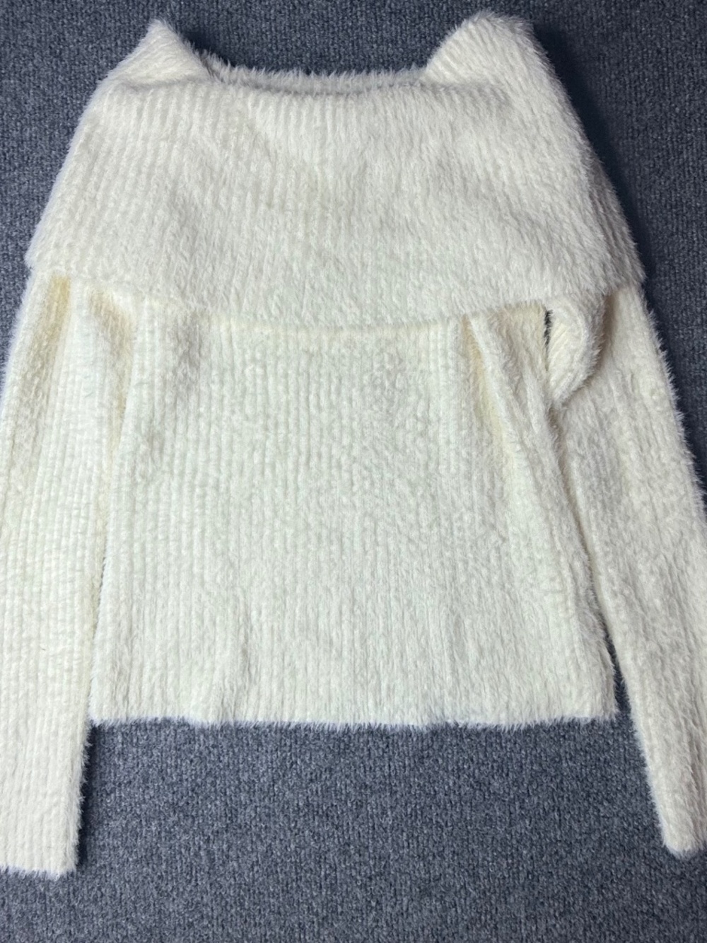 pink rose cream fuzzy off shoulder sweater women's medium